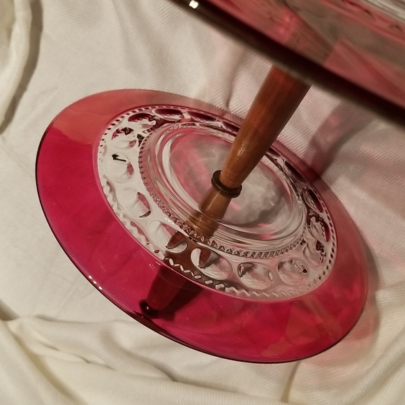 Vintage King's Crown Ruby-Flashed 2-Tier Tidbit Serving Tray - Picture 16 of 17
